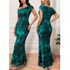 image:imageVFSHOW Womens Floral Off The Shoulder Wedding Guest Cocktail Long Dress  2026 Sexy Mesh One Shoulder Formal Maxi Bodycon DressesGreen Floral Print