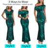 image:imageVFSHOW Womens Floral Off The Shoulder Wedding Guest Cocktail Long Dress  2026 Sexy Mesh One Shoulder Formal Maxi Bodycon DressesGreen Floral Print