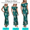 image:imageVFSHOW Womens Floral Off The Shoulder Wedding Guest Cocktail Long Dress  2026 Sexy Mesh One Shoulder Formal Maxi Bodycon DressesGreen Floral Printb