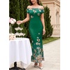 image:imageVFSHOW Womens Floral Off The Shoulder Wedding Guest Cocktail Long Dress  2026 Sexy Mesh One Shoulder Formal Maxi Bodycon DressesGreen Floral Printc