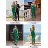 image:imageVFSHOW Womens Floral Off The Shoulder Wedding Guest Cocktail Long Dress  2026 Sexy Mesh One Shoulder Formal Maxi Bodycon DressesGreen Floral Printc