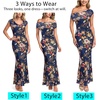 image:imageVFSHOW Womens Floral Off The Shoulder Wedding Guest Cocktail Long Dress  2026 Sexy Mesh One Shoulder Formal Maxi Bodycon DressesNavy Blue and Multi Floral Print