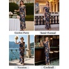 image:imageVFSHOW Womens Floral Off The Shoulder Wedding Guest Cocktail Long Dress  2026 Sexy Mesh One Shoulder Formal Maxi Bodycon DressesNavy Blue and Multi Floral Print