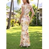 image:imageVFSHOW Womens Floral Off The Shoulder Wedding Guest Cocktail Long Dress  2026 Sexy Mesh One Shoulder Formal Maxi Bodycon DressesOffwhite and Multi Floral Print