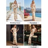image:imageVFSHOW Womens Floral Off The Shoulder Wedding Guest Cocktail Long Dress  2026 Sexy Mesh One Shoulder Formal Maxi Bodycon DressesOffwhite and Multi Floral Print