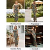 image:imageVFSHOW Womens Floral Off The Shoulder Wedding Guest Cocktail Long Dress  2026 Sexy Mesh One Shoulder Formal Maxi Bodycon DressesOrange and Multi Floral Print