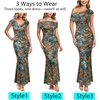image:imageVFSHOW Womens Floral Off The Shoulder Wedding Guest Cocktail Long Dress  2026 Sexy Mesh One Shoulder Formal Maxi Bodycon DressesOrange and Multi Floral Print