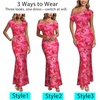 image:imageVFSHOW Womens Floral Off The Shoulder Wedding Guest Cocktail Long Dress  2026 Sexy Mesh One Shoulder Formal Maxi Bodycon DressesPink Floral Print