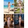 image:imageVFSHOW Womens Floral Off The Shoulder Wedding Guest Cocktail Long Dress  2026 Sexy Mesh One Shoulder Formal Maxi Bodycon DressesPink Floral Printb