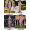 image:imageVFSHOW Womens Floral Off The Shoulder Wedding Guest Cocktail Long Dress  2026 Sexy Mesh One Shoulder Formal Maxi Bodycon DressesPurple and Multi Floral Printb