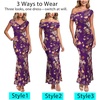 image:imageVFSHOW Womens Floral Off The Shoulder Wedding Guest Cocktail Long Dress  2026 Sexy Mesh One Shoulder Formal Maxi Bodycon DressesPurple and Multi Floral Print