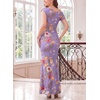 image:imageVFSHOW Womens Floral Off The Shoulder Wedding Guest Cocktail Long Dress  2026 Sexy Mesh One Shoulder Formal Maxi Bodycon DressesPurple and Multi Floral Printb