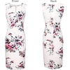image:imageVFSHOW Womens Front Zipper Work Business Office Slim Bodycon Church Dress  Sleeveless Elegant Professional Career Crew Neck Zipper Up Fitted Pencil Sheath DressesOffwhitemulti Floral Print