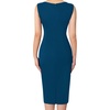 image:imageVFSHOW Womens Front Zipper Work Business Office Slim Bodycon Church Dress  Sleeveless Elegant Professional Career Crew Neck Zipper Up Fitted Pencil Sheath DressesPeacock Blue