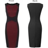 image:imageVFSHOW Womens Front Zipper Work Business Office Slim Bodycon Church Dress  Sleeveless Elegant Professional Career Crew Neck Zipper Up Fitted Pencil Sheath DressesBlackdark Red Lace