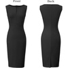 image:imageVFSHOW Womens Front Zipper Work Business Office Slim Bodycon Church Dress  Sleeveless Elegant Professional Career Crew Neck Zipper Up Fitted Pencil Sheath DressesBlack