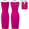 image:imageVFSHOW Womens Front Zipper Work Business Office Slim Bodycon Church Dress  Sleeveless Elegant Professional Career Crew Neck Zipper Up Fitted Pencil Sheath DressesHot Pink