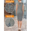 image:imageVFSHOW Womens Front Zipper Work Business Office Slim Bodycon Church Dress  Sleeveless Elegant Professional Career Crew Neck Zipper Up Fitted Pencil Sheath DressesBlue and Black Tweed