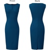 image:imageVFSHOW Womens Front Zipper Work Business Office Slim Bodycon Church Dress  Sleeveless Elegant Professional Career Crew Neck Zipper Up Fitted Pencil Sheath DressesPeacock Blue