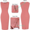 image:imageVFSHOW Womens Front Zipper Work Business Office Slim Bodycon Church Dress  Sleeveless Elegant Professional Career Crew Neck Zipper Up Fitted Pencil Sheath DressesPink