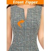 image:imageVFSHOW Womens Front Zipper Work Business Office Slim Bodycon Church Dress  Sleeveless Elegant Professional Career Crew Neck Zipper Up Fitted Pencil Sheath DressesBlue and Black Tweed