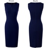 image:imageVFSHOW Womens Front Zipper Work Business Office Slim Bodycon Church Dress  Sleeveless Elegant Professional Career Crew Neck Zipper Up Fitted Pencil Sheath DressesDark Blue
