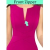 image:imageVFSHOW Womens Front Zipper Work Business Office Slim Bodycon Church Dress  Sleeveless Elegant Professional Career Crew Neck Zipper Up Fitted Pencil Sheath DressesHot Pink