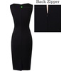 image:imageVFSHOW Womens Front Zipper Work Business Office Slim Bodycon Church Dress  Sleeveless Elegant Professional Career Crew Neck Zipper Up Fitted Pencil Sheath DressesBlack Floral Print