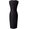 image:imageVFSHOW Womens Front Zipper Work Business Office Slim Bodycon Church Dress  Sleeveless Elegant Professional Career Crew Neck Zipper Up Fitted Pencil Sheath DressesBlackwhite Striped