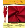 image:imageVFSHOW Womens Front Zipper Work Business Office Slim Bodycon Church Dress  Sleeveless Elegant Professional Career Crew Neck Zipper Up Fitted Pencil Sheath DressesRed