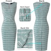 image:imageVFSHOW Womens Front Zipper Work Business Office Slim Bodycon Church Dress  Sleeveless Elegant Professional Career Crew Neck Zipper Up Fitted Pencil Sheath DressesTeal Green Tweed