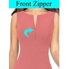 image:imageVFSHOW Womens Front Zipper Work Business Office Slim Bodycon Church Dress  Sleeveless Elegant Professional Career Crew Neck Zipper Up Fitted Pencil Sheath DressesPink