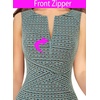 image:imageVFSHOW Womens Front Zipper Work Business Office Slim Bodycon Church Dress  Sleeveless Elegant Professional Career Crew Neck Zipper Up Fitted Pencil Sheath DressesTeal Green Plaid Tweed