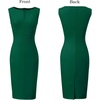 image:imageVFSHOW Womens Front Zipper Work Business Office Slim Bodycon Church Dress  Sleeveless Elegant Professional Career Crew Neck Zipper Up Fitted Pencil Sheath DressesGreen