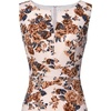 image:imageVFSHOW Womens Front Zipper Work Business Office Slim Bodycon Church Dress  Sleeveless Elegant Professional Career Crew Neck Zipper Up Fitted Pencil Sheath DressesBeige and Brown Floral Print