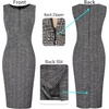 image:imageVFSHOW Womens Front Zipper Work Business Office Slim Bodycon Church Dress  Sleeveless Elegant Professional Career Crew Neck Zipper Up Fitted Pencil Sheath DressesBlack Tweed