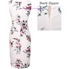 image:imageVFSHOW Womens Front Zipper Work Business Office Slim Bodycon Church Dress  Sleeveless Elegant Professional Career Crew Neck Zipper Up Fitted Pencil Sheath DressesOffwhitemulti Floral Print