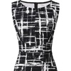 image:imageVFSHOW Womens Front Zipper Work Business Office Slim Bodycon Church Dress  Sleeveless Elegant Professional Career Crew Neck Zipper Up Fitted Pencil Sheath DressesBlack and White Geometric Print