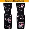 image:imageVFSHOW Womens Front Zipper Work Business Office Slim Bodycon Church Dress  Sleeveless Elegant Professional Career Crew Neck Zipper Up Fitted Pencil Sheath DressesBlack Floral Print