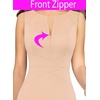 image:imageVFSHOW Womens Front Zipper Work Business Office Slim Bodycon Church Dress  Sleeveless Elegant Professional Career Crew Neck Zipper Up Fitted Pencil Sheath DressesApricot Pink