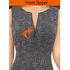 image:imageVFSHOW Womens Front Zipper Work Business Office Slim Bodycon Church Dress  Sleeveless Elegant Professional Career Crew Neck Zipper Up Fitted Pencil Sheath DressesBlack Tweed
