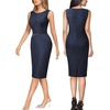 image:imageVFSHOW Womens Front Zipper Work Business Office Slim Bodycon Church Dress  Sleeveless Elegant Professional Career Crew Neck Zipper Up Fitted Pencil Sheath DressesBluewhite Striped