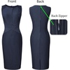 image:imageVFSHOW Womens Front Zipper Work Business Office Slim Bodycon Church Dress  Sleeveless Elegant Professional Career Crew Neck Zipper Up Fitted Pencil Sheath DressesBluewhite Striped