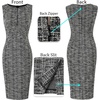 image:imageVFSHOW Womens Front Zipper Work Business Office Slim Bodycon Church Dress  Sleeveless Elegant Professional Career Crew Neck Zipper Up Fitted Pencil Sheath DressesTeal Green Plaid Tweed