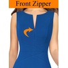 image:imageVFSHOW Womens Front Zipper Work Business Office Slim Bodycon Church Dress  Sleeveless Elegant Professional Career Crew Neck Zipper Up Fitted Pencil Sheath DressesRoyal Blue