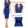 image:imageVFSHOW Womens Front Zipper Work Business Office Slim Bodycon Church Dress  Sleeveless Elegant Professional Career Crew Neck Zipper Up Fitted Pencil Sheath DressesBlack and Bluea