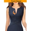 image:imageVFSHOW Womens Front Zipper Work Business Office Slim Bodycon Church Dress  Sleeveless Elegant Professional Career Crew Neck Zipper Up Fitted Pencil Sheath DressesBluewhite Striped