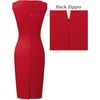 image:imageVFSHOW Womens Front Zipper Work Business Office Slim Bodycon Church Dress  Sleeveless Elegant Professional Career Crew Neck Zipper Up Fitted Pencil Sheath DressesRed