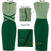 image:imageVFSHOW Womens Front Zipper Work Office Business Casual Church Sheath Dress  Crew Neck Sleeveless Classy Color block Fitted Crisscross Waist Flattering Pencil Dress Cocktail PartyGreen Tweedgreen