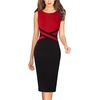 image:imageVFSHOW Womens Front Zipper Work Office Business Casual Church Sheath Dress  Crew Neck Sleeveless Classy Color block Fitted Crisscross Waist Flattering Pencil Dress Cocktail PartyRed and Black